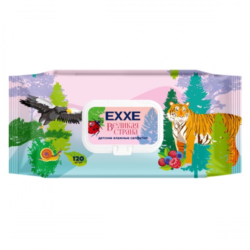 EXXE Великая страна Влажные салфетки для детей (Ягодный микс), 120 шт_1